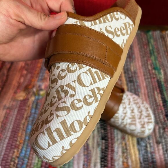 SeebyChloé Tan and White mules Slippers Size 39/8 - Picture 9 of 16